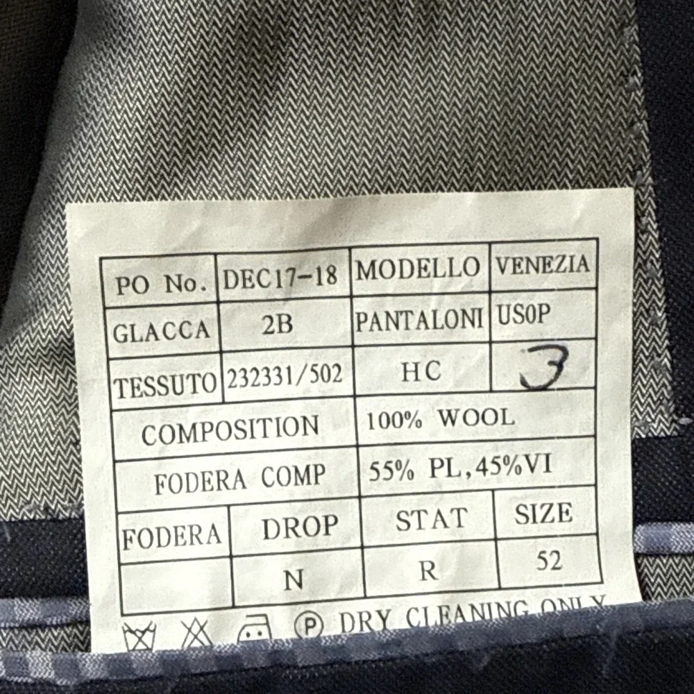 Mattarazi Uomo 2 Piece Suit Men 52R EU blue Super 150s Wool 34X29 Pants